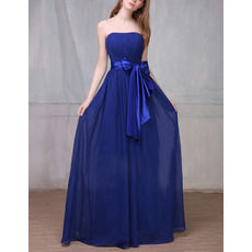 Discount Strapless Floor Length Chiffon Bridesmaid Dress with Sashes