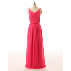 Affordable Floor Length Chiffon Bridesmaid Dress with Spaghetti Straps