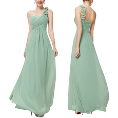 Custom One Shoulder Sweetheart Long Chiffon Bridesmaid Dresses