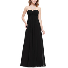 Vintage Sweetheart Floor Length Chiffon Black Bridesmaid Dresses