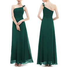 Elegant One Shoulder Spaghetti Straps Long Chiffon Bridesmaid Dresses