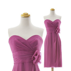 Custom Column Sweetheart Knee Length Chiffon Bridesmaid Dresses