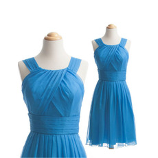 Vintage A-Line Short Sleeveless Chiffon Bridesmaid Dresses with Straps