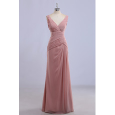 Custom V-Neck Sleeveless Floor Length Chiffon Bridesmaid Dresses