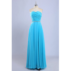 Vintage Sweetheart Floor Length Chiffon Pleated Bridesmaid Dresses