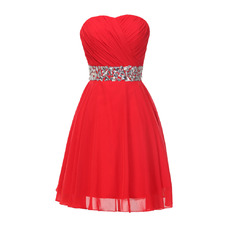 Sweetheart Chiffon Lace-Up Cocktail Dresses with Rhinestone
