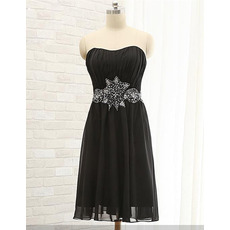 Affordable Strapless Short Chiffon Cocktail Dress with Beading Belt