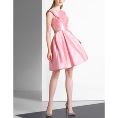 Sexy & Simple A-Line Sleeveless Short Satin Cocktail Party Dresses