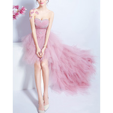 Sexy Sweetheart High-Low Organza Layered Skirt Cocktail Party Dresses