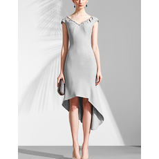 V-Neck High-Low Asymmetric Cocktail Party Dresses