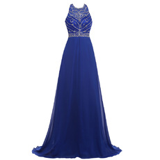 Custom Sleeveless Floor Length Chiffon Beading Evening/ Prom Dresses