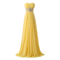 Custom Sweetheart Strapless Floor Length Chiffon Evening Dresses