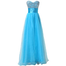 Formal Sweetheart Floor Length Organza Beading Bodice Evening Dresses