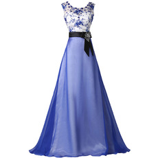Inexpensive Organza Embroidery Multi-Color Evening Dresses with Sashes