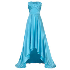 Discount Strapless High-Low Asymmetric Satin Evening/ Prom Dresses