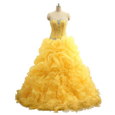 Custom Ball Gown Sweetheart Full Length Ruffle Skirt Prom/ Party Dress