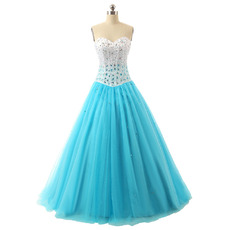 Affordable A-Line Sweetheart Floor Length Rhinestone Prom/ Party Dress