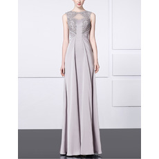 Sheath Sleeveless Floor Length Satin Evening Dresses