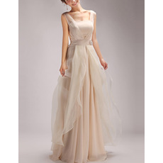 Elegant Floor Length Satin Organza Evening/ Prom/ Party Dresses