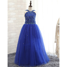 Discount Ball Gown Floor Length Sequin Little Girls Party Dresses