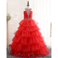 New Floor Length Layered Sequin Skirt Little Girls Party Dresses