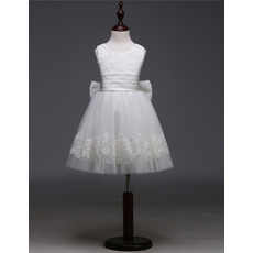 New Ball Gown Sleeveless Short First Communion Dresses with Bows
