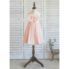 Adorable Short Satin Bow Easter/ Spring Little Girl Dress with Straps