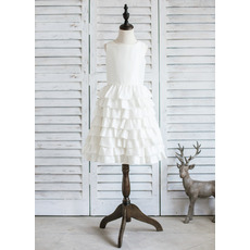 Discount A-Line Knee Length Satin Layered Skirt Flower Girl Dresses