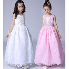 Stunning Ball Gown Ankle Length Satin Lace Flower Girl Dresses