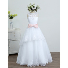 New A-Line Long Organza Flower Girl/ First Communion Dresses