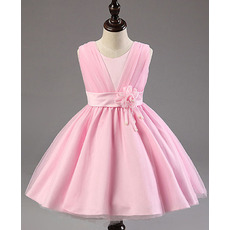 Adorable Ball Gown Sleeveless Knee Length Satin Flower Girl Dresses