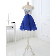 Inexpensive A-Line Sweetheart Short Lace Chiffon Homecoming Dresses