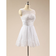 Discount Sleeveless Short Satin Organza Beading Homecoming Dresses