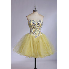 Sexy Sweetheart Mini/ Short Satin Organza Rhinestone Homecoming Dresses