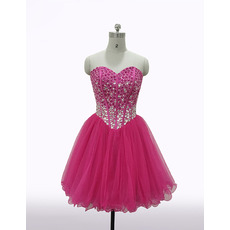 Custom Sheath Sweetheart Short Organza Rhinestone Homecoming Dresses