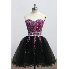 Custom Sweetheart Mini/ Short Rhinestone Black Homecoming Dresses