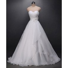 Custom A-Line Sweetheart Floor Length Organza Wedding Dresses