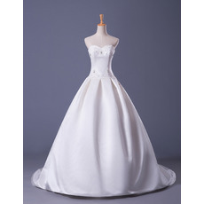 Discount Ball Gown Sweetheart Court Train Satin Wedding Dresses