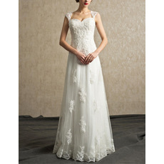 New Sweetheart Floor Length Organza Wedding Dresses with Straps