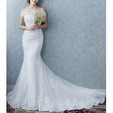 Mermaid Off-the-shoulder Court Train Organza Wedding Dresses