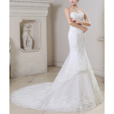 Sexy Mermaid Sweetheart Sleeveless Court Train Organza Wedding Dresses