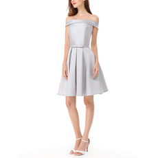 Affordable Off-the-shoulder Short Satin Bridesmaid/ Homecoming Dresses