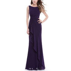 Inexpensive Sheath Sleeveless Floor Length Chiffon Bridesmaid Dresses