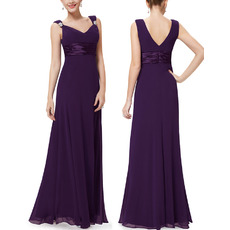 Custom V-Neck Floor Length Chiffon Bridesmaid Dresses with Straps