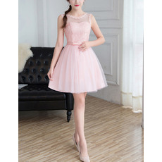 Elegant Sleeveless Mini/ Short Satin Tulle Bridesmaid Dresses