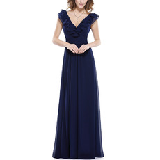 V-Neck Sleeveless Floor Length Chiffon Bridesmaid Dresses