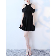 Custom Cap Sleeves Mini/ Short Satin Black Cocktail Party Dresses