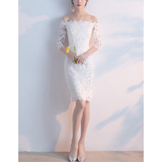 Custom Off-the-shoulder Lace Cocktail Party Dresses with Half Sleeves
