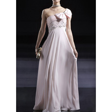 Custom One Shoulder Floor Length Chiffon Evening/ Prom Dresses