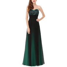 A-Line Sweetheart Floor Length Satin Evening Dresses